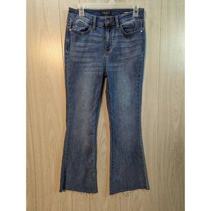 Judy Blue Jeans Womens 7/28 Blue Denim Pull On Super Flare Leg High Rise Raw Hem